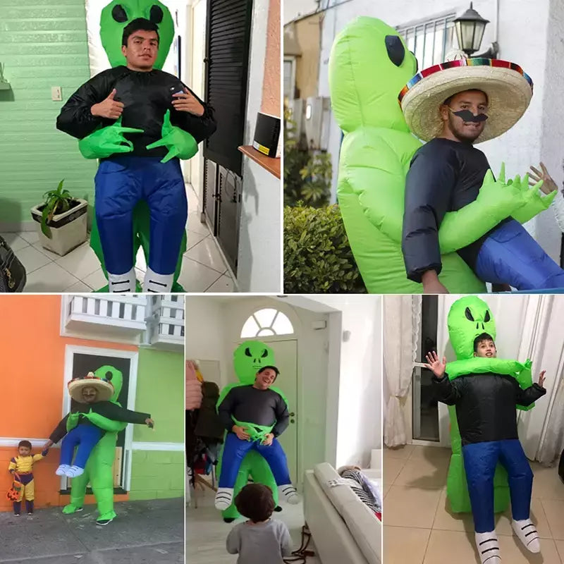 Et alienígena inflável terno alienígena monstro inflável traje assustador verde alienígena cosplay traje para adulto festa festival palco