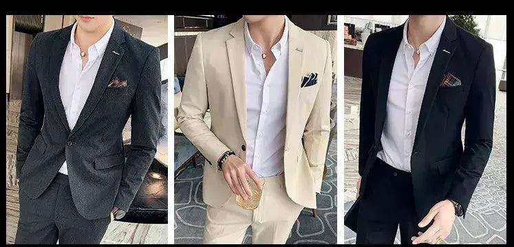 (Blazer + calças) high-end marca formal negócios xadrez terno dos homens noivo vestido de casamento cor sólida palco desempenho smoking S-7XL
