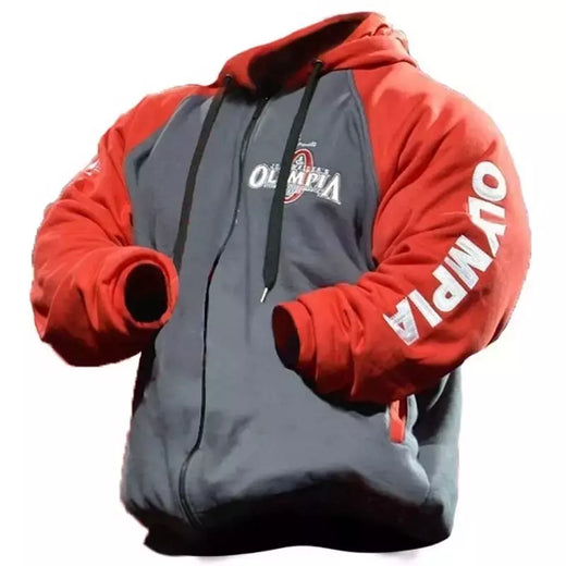 Moletom casual de algodão para musculação masculino com capuz com zíper, roupas esportivas para ginástica, top coat masculino, marca de moda OLYMPIA, 2021