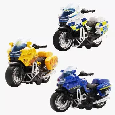 1/14 modelo de carro liga puxar para trás motocicleta locomotiva masculina carro de polícia com luz e veículos de simulação de música brinquedos infantis