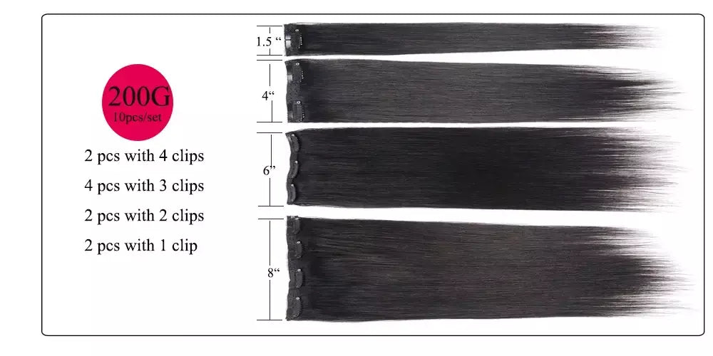 Doreen 160g 200g 240g série de volume máquina brasileira remy clipe reto em extensões de cabelo humano cabeça cheia 10 pçs 16 a 24 Polegada