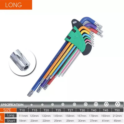 Conjunto de chave allen l kit de chave para parafuso allen 9pcs braço longo conjunto de chaves hex 1.5mm a 10mm hexágono chave ferramentas manuais para reparação de bicicletas