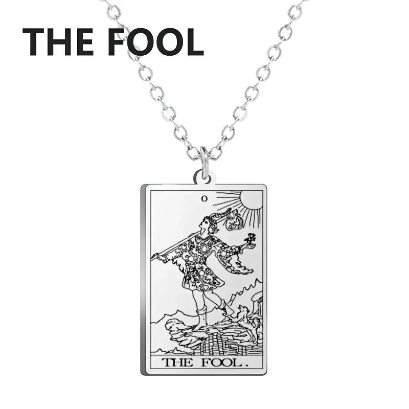 Dawapara cartas de tarô colar feminino colar de aço inoxidável riqueza amuleto clássico tarô grandes arcanos adivinhação charme jóias