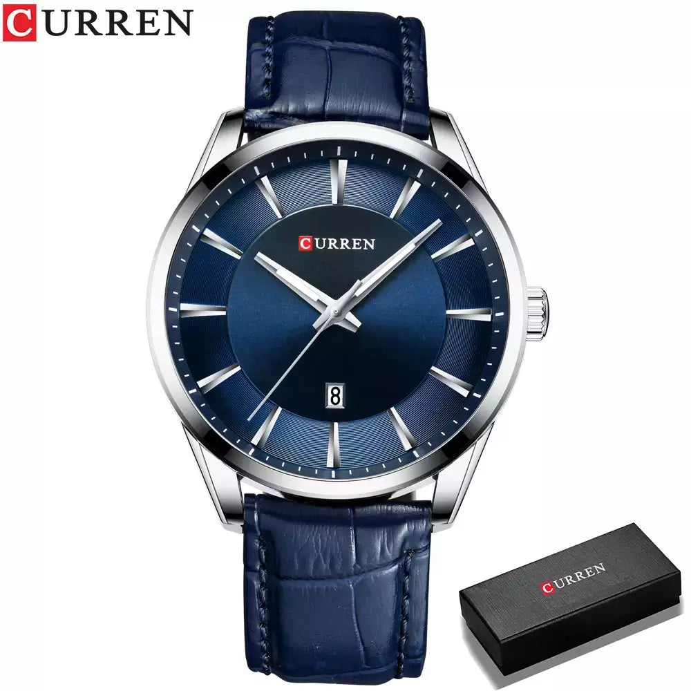 CURREN-Relógios masculinos de quartzo com pulseira de couro, marca de luxo superior, relógio de negócios, novo
