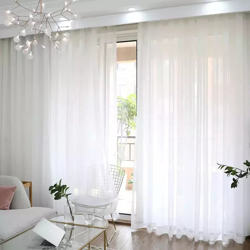 Branco Tulle Cortinas para a decoração da sala, Super macio, grande sentimento da mão, Modern Veil, Chiffon, Solid Voile Sheer, Cozinha