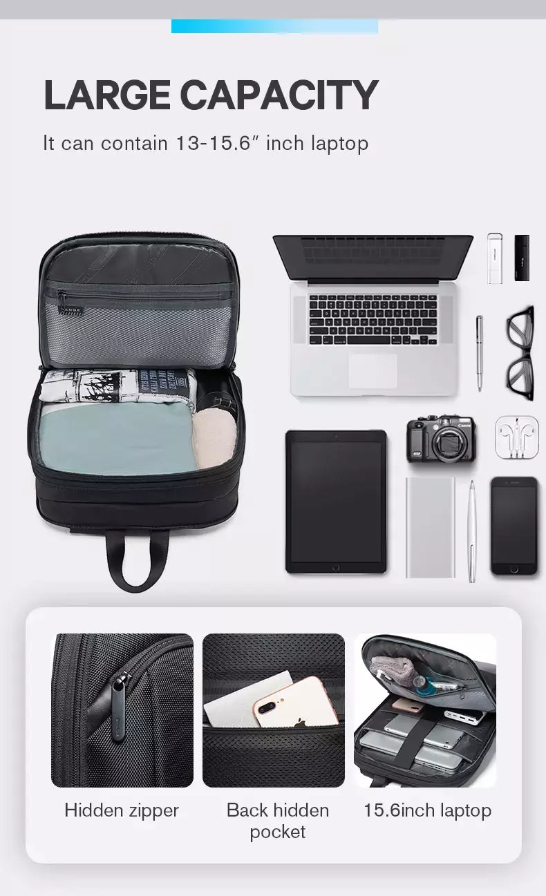 BANGE-Mochila Laptop impermeável para homens, bolsas de ombro leves escaláveis para homens, negócios e viagens, moda clássica, viagens e motociclista, 15,6";;VERDADEIRO;;"Blue,43 x 31 x 7 cm