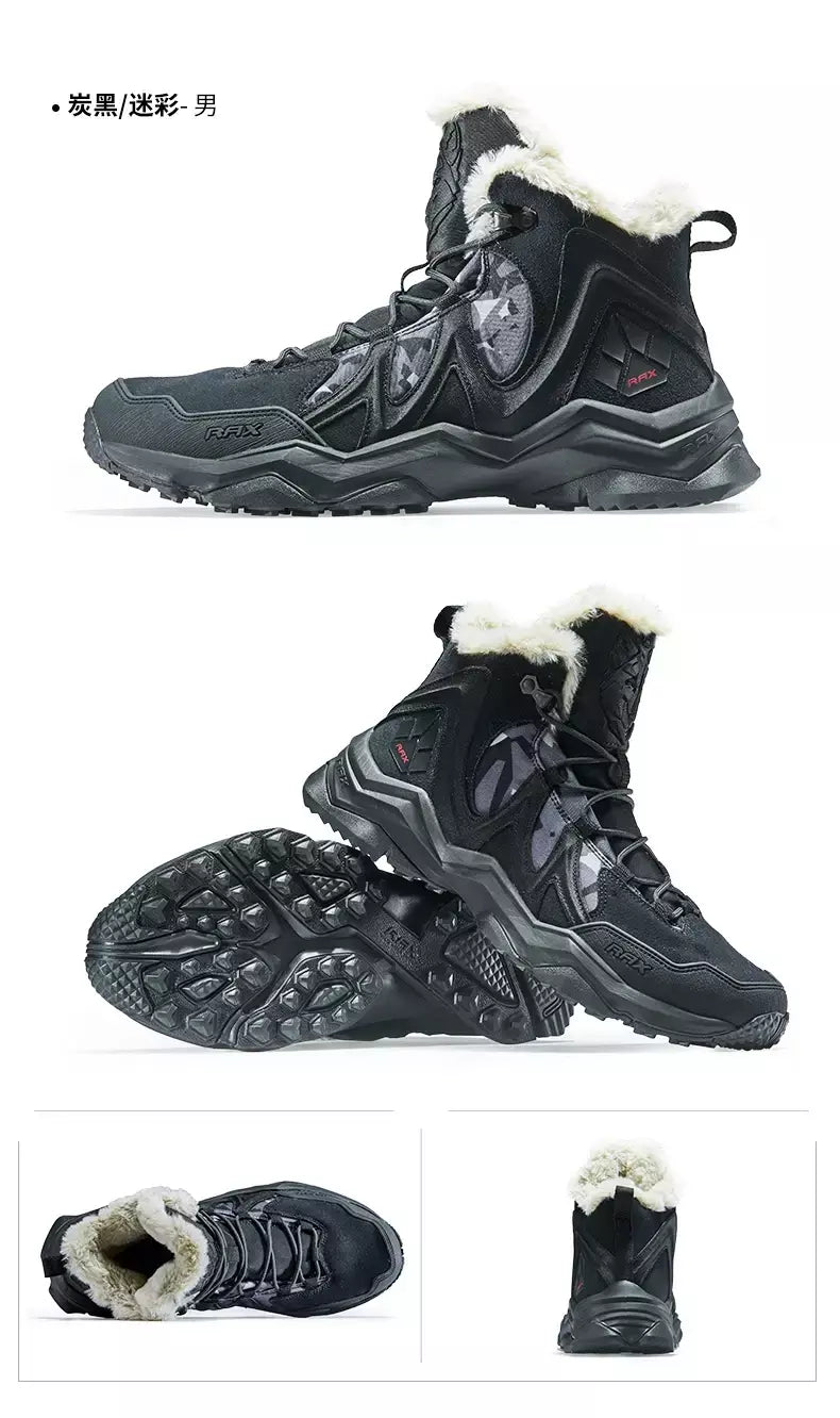 Rax à prova dwaterproof água caminhadas sapatos homens inverno ao ar livre tênis para homens botas de neve de pelúcia montanha botas de neve turismo ao ar livre sapato de corrida