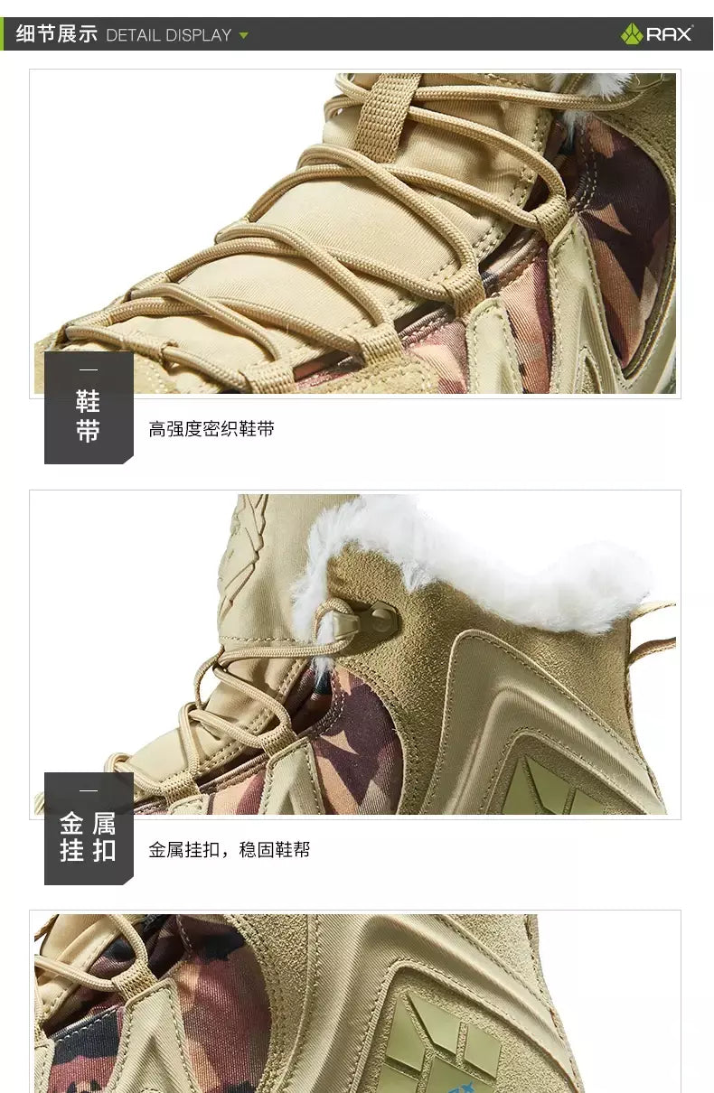 Rax à prova dwaterproof água caminhadas sapatos homens inverno ao ar livre tênis para homens botas de neve de pelúcia montanha botas de neve turismo ao ar livre sapato de corrida