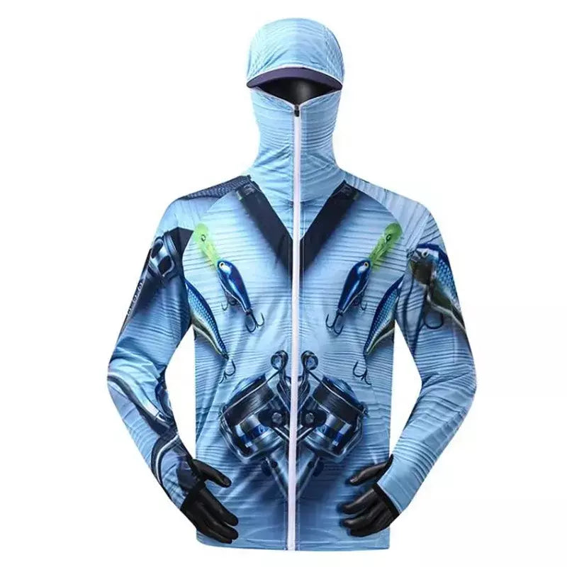 Pesca profissional Hoodie com máscara, protetor solar Anti-UV, roupas de proteção solar, respirável Quick Dry Shirt