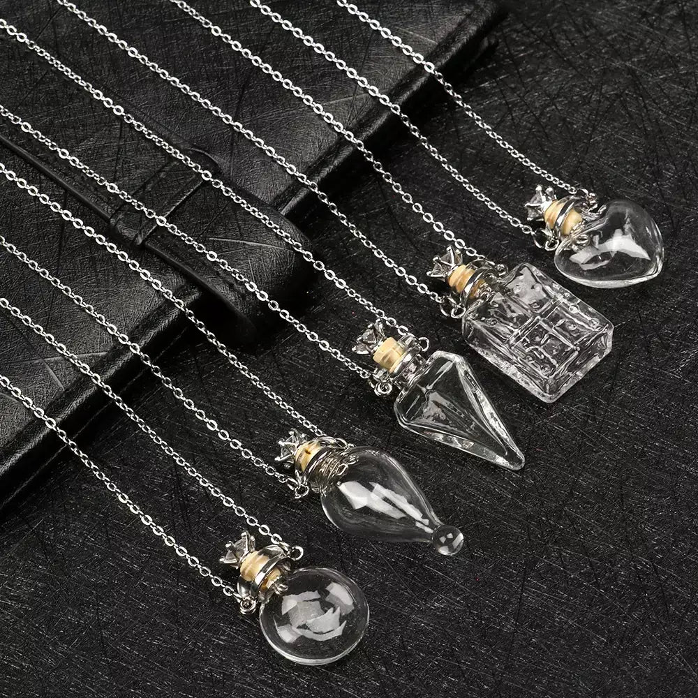 Colar pingente frasco esmalte opcável, gota d' água coração corrente de aço lembrança joias presente perfume mini garrafas colar de jóias