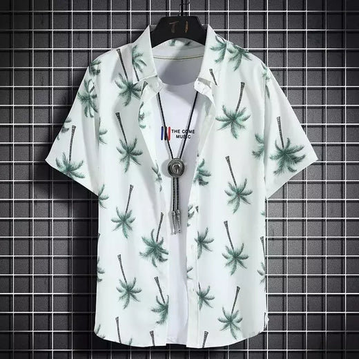 Camisas havaianas casuais masculinas de manga curta, tops florais soltos, roupas