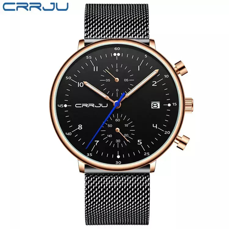 Crrju relógio masculino topo de luxo marca aço inoxidável relógio de pulso militar à prova dwaterproof água data quartzo relógios relogio masculino