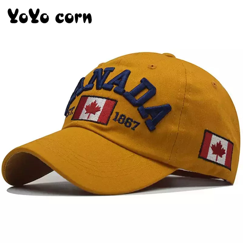 Boné de beisebol de algodão lavado para homens e mulheres, eu amo o Canadá, chapéu snapback para o pai, boné casual bordado, novo