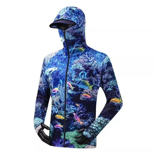 Pesca profissional Hoodie com máscara, protetor solar Anti-UV, roupas de proteção solar, respirável Quick Dry Shirt