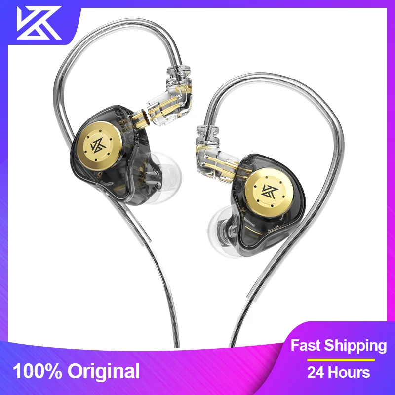 Kz edx pro fones de ouvido dinâmicos no monitor alta fidelidade com fio baixo estéreo jogo música tampões cancelamento ruído fone