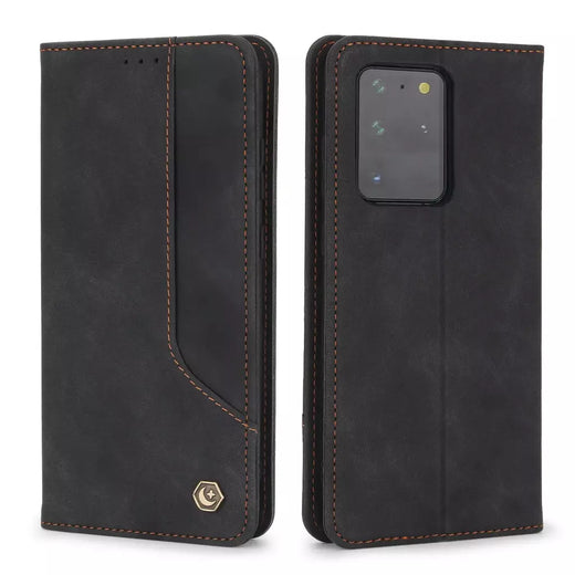 Capa de telefone de couro para Samsung Galaxy S25 S24 Ultra S23 S22 S21 S20 FE S10 Plus Nota 20 10 9 5G Carteira magnética Flip Phone Cover