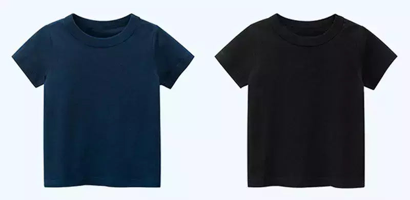 T-shirt de algodão liso para crianças, tops para crianças, meninos e meninas, bebê criança, garotada roupas em branco sólido, branco e preto, crianças manga curta tees, 1 a 8 anos, verão respirável uniformes escolares