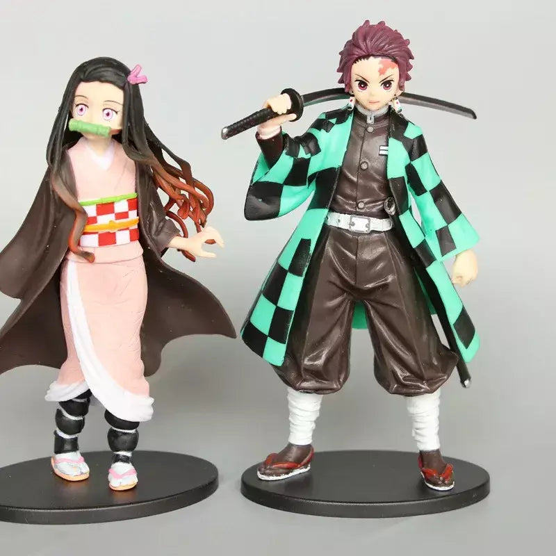 Anime 6 pçs demônio assassino figura 7cm kimetsu não yaiba figura q posket kamado tanjirou kamado nezuko agatsuma figura brinquedos
