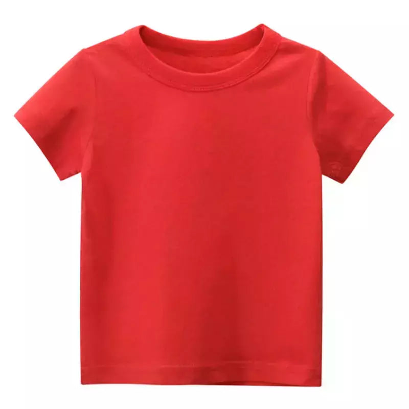 T-shirt de algodão liso para crianças, tops para crianças, meninos e meninas, bebê criança, garotada roupas em branco sólido, branco e preto, crianças manga curta tees, 1 a 8 anos, verão respirável uniformes escolares