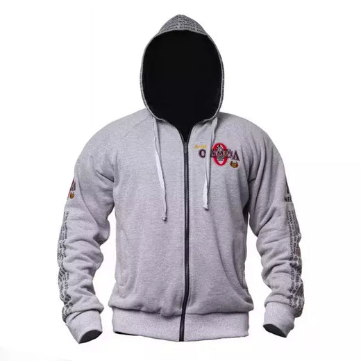 Moletom casual de algodão para musculação masculino com capuz com zíper, roupas esportivas para ginástica, top coat masculino, marca de moda OLYMPIA, 2021