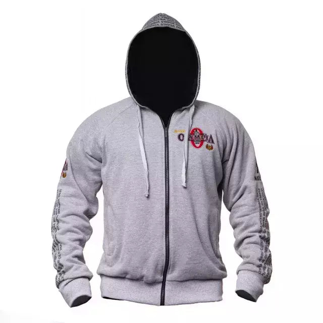 Moletom casual de algodão para musculação masculino com capuz com zíper, roupas esportivas para ginástica, top coat masculino, marca de moda OLYMPIA, 2021