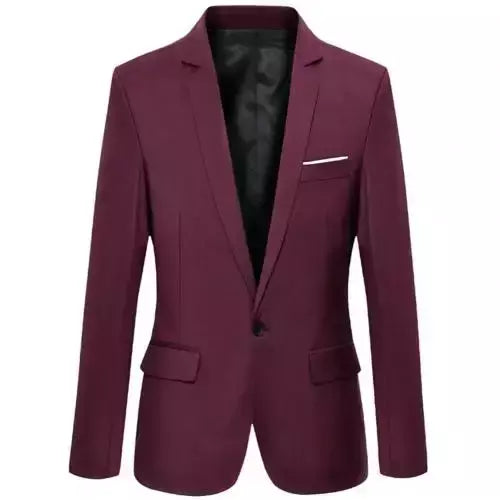 Blazer fino monocromático para homens, jaqueta de escritório masculina, tamanho grande, preto e azul, casaco de casamento coreano