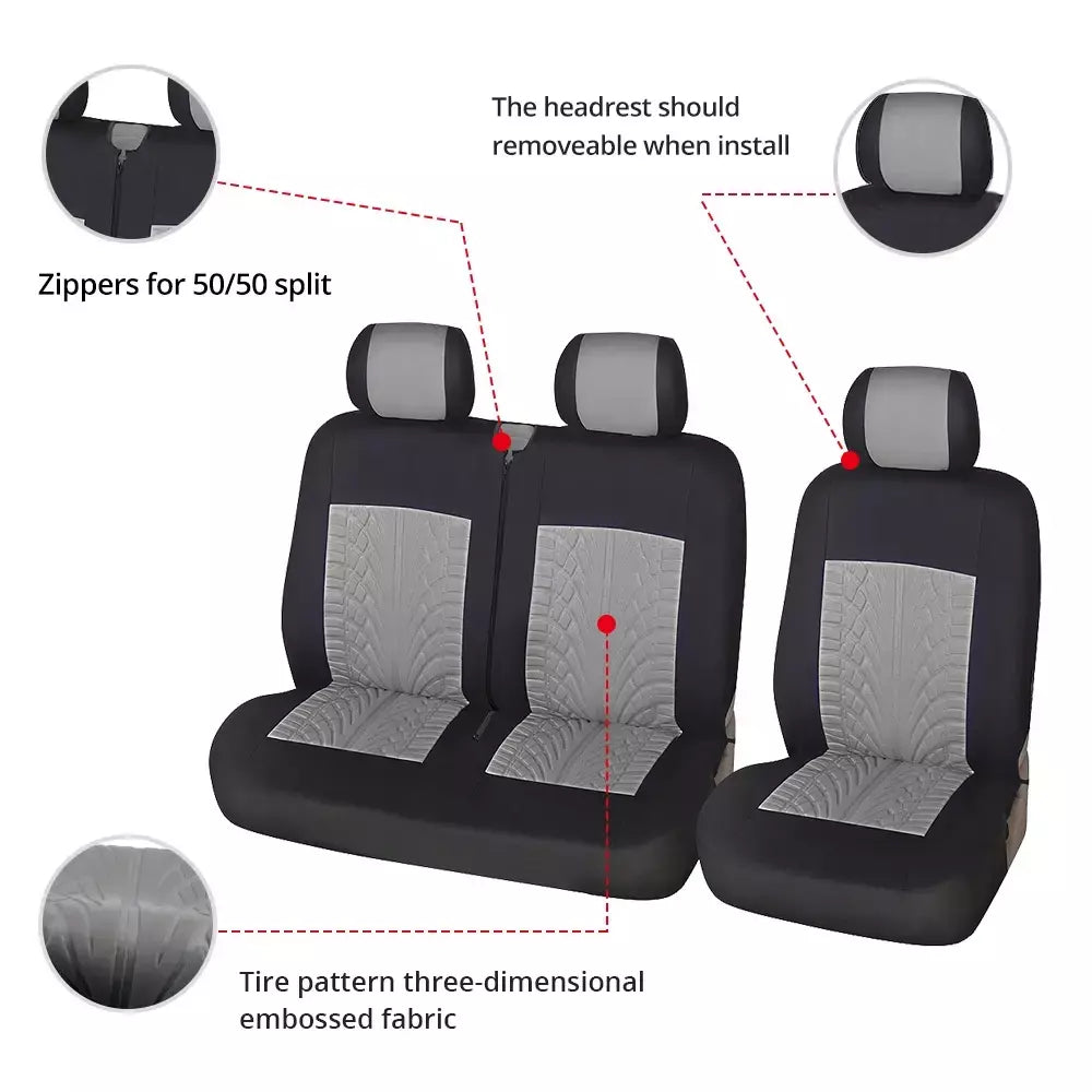 Capas universais para assentos, capas de alta qualidade para interior do carro, adequadas para duas fileiras de assentos (assentos dianteiros duplos e 2 + 1 assentos)