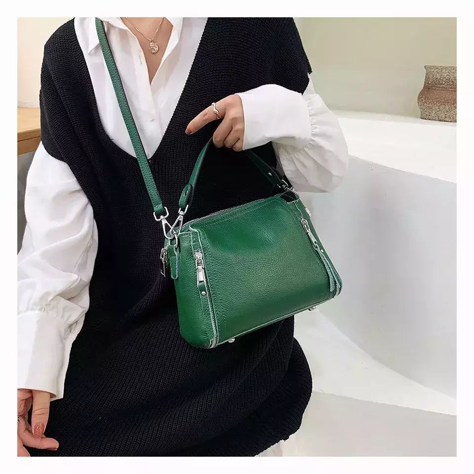 Bolsas de couro genuíno para mulheres, bolsa de ombro de couro para senhoras, sacos do mensageiro, alta qualidade, sacola feminina, moda luxuosa, 100%