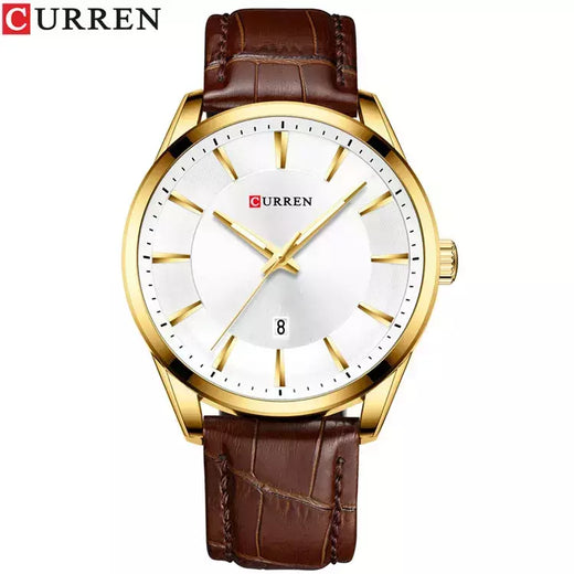 CURREN-Relógios masculinos de quartzo com pulseira de couro, marca de luxo superior, relógio de negócios, novo