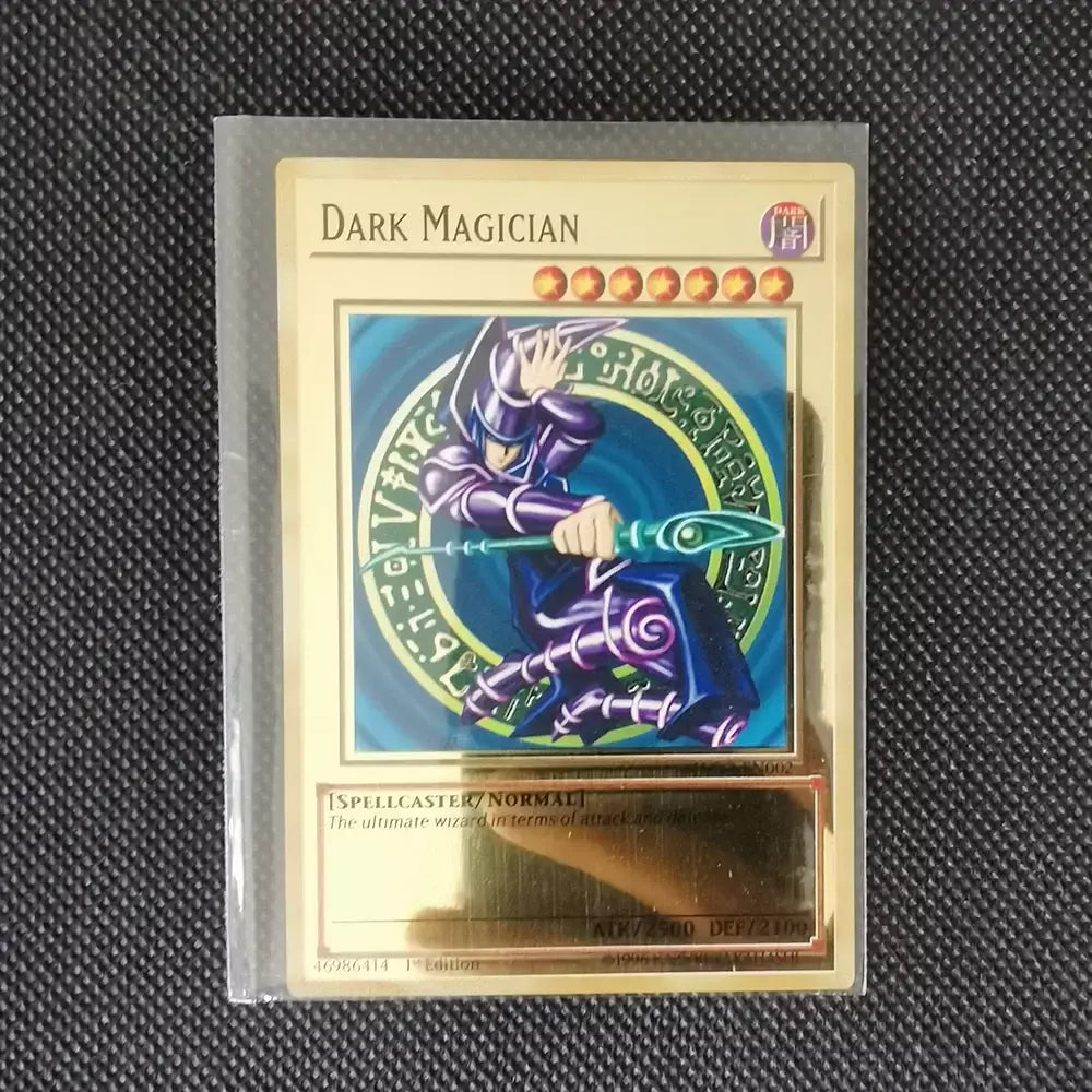 Yugioh cartões de metal dourado yu-gi-oh liga coleção cartão olhos azuis escuro magial obelisco slifer ra crianças presente de aniversário de natal