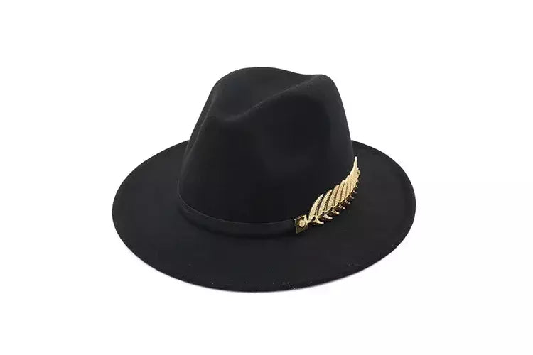 Chapéu Fedora feminino com cinto de pérolas, boné Trilby Vintage, chapéu Panamá de feltro, lã quente, jazz feminino