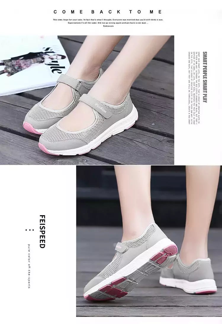 Tênis respirável malha para mulheres, sapatos de verão, vulcanizar, andar, para senhoras