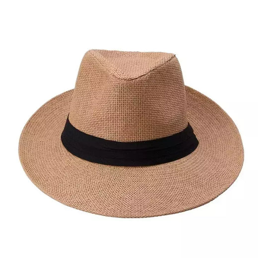 Chapéu de sol Trilby Jazz unissexo, aba grande, fita preta, chapéu Panamá palha de papel, boné casual feminino e masculino, moda quente, verão
