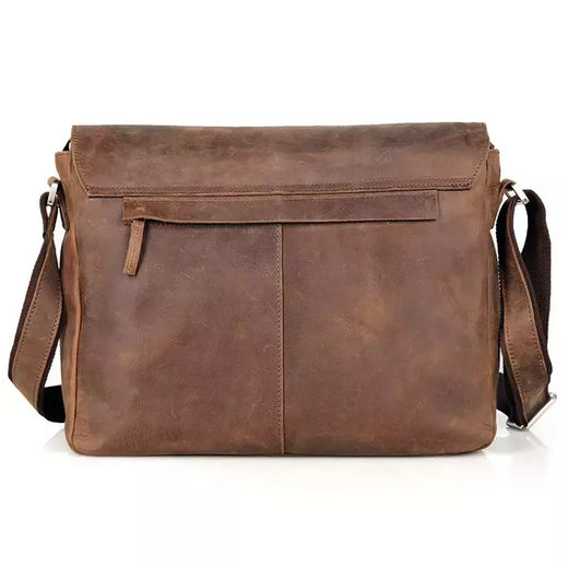Saco do mensageiro do couro genuíno dos homens do vintage do couro do cavalo louco bolsa de ombro dos homens crossbody saco sling lazer ocasional marrom