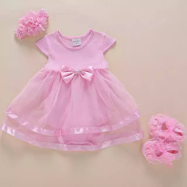 Conjunto infantil de renda, vestido e roupas para meninas de 3 e 6 meses, bebê recém-nascido, festa de aniversário, batizado