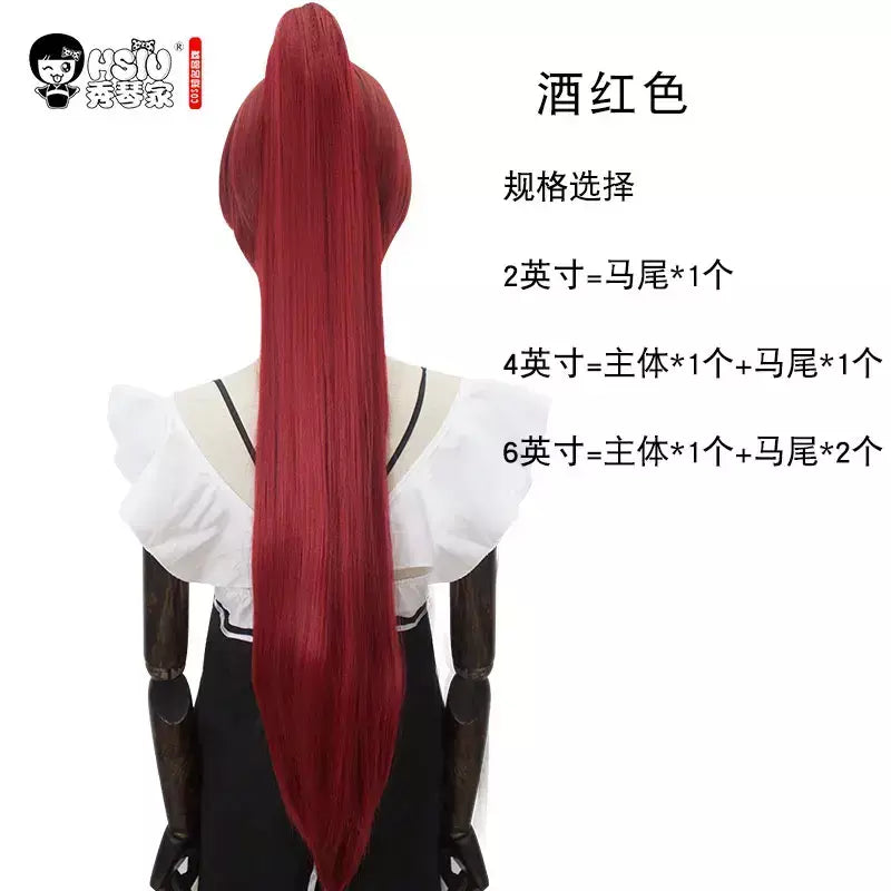 Hsiu 80cm longo staight rabo de cavalo clipe peruca cosplay fibra de alta temperatura perucas sintéticas anime festa rabo de cavalo perucas 14 cores