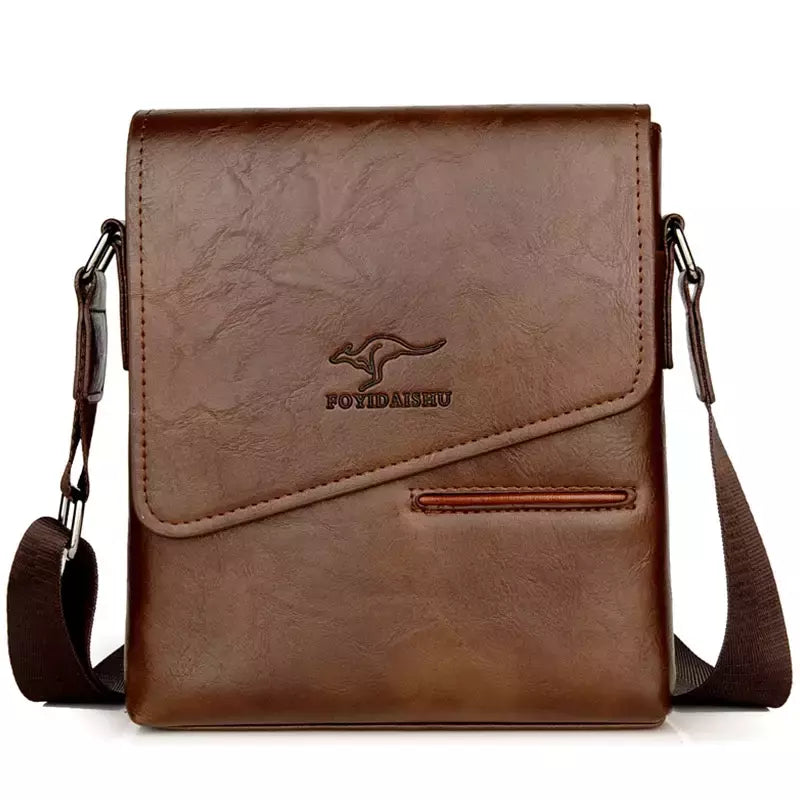 Sacos mensageiro de couro canguru para homens, bolsa tiracolo casual, bolsa de ombro masculina pequena, marca de luxo, verão