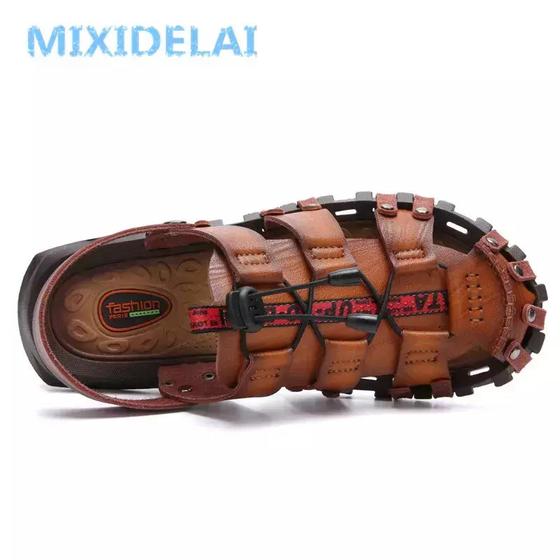 MIXIDELAI-Chinelos de couro masculino, calçado confortável, sandálias macias,