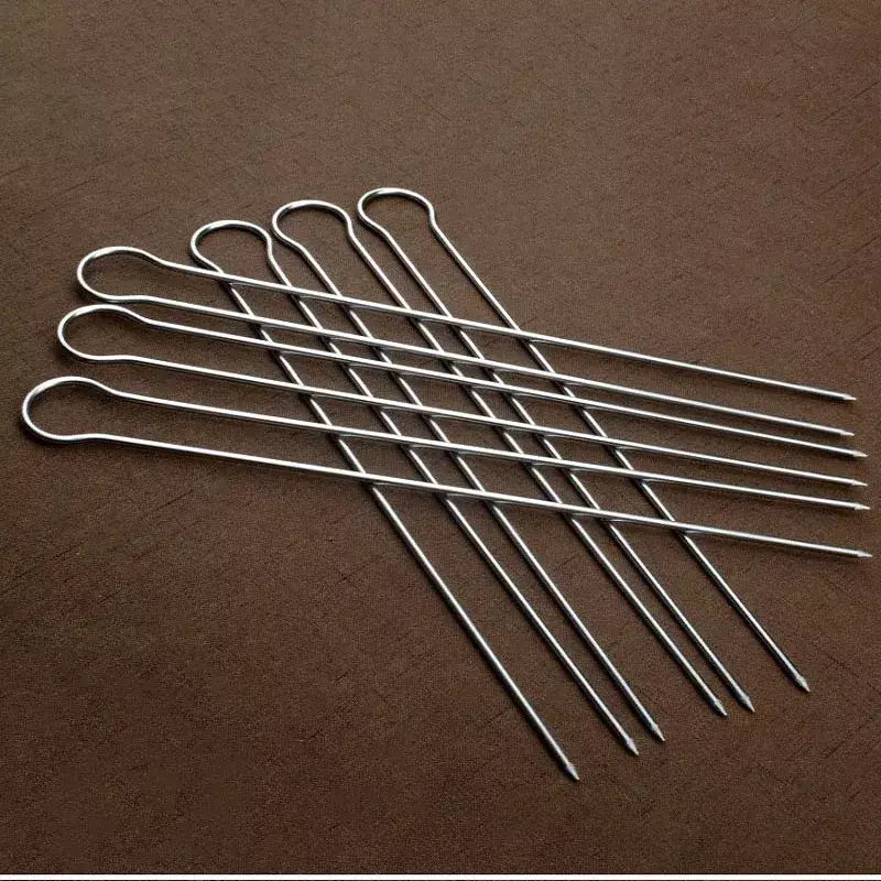 Conjunto de espetos de kebab para churrasco duplo, 6/peças em aço inoxidável, espetos de metal para grelhar, varas para piquenique, acampamento, ferramentas de churrasco