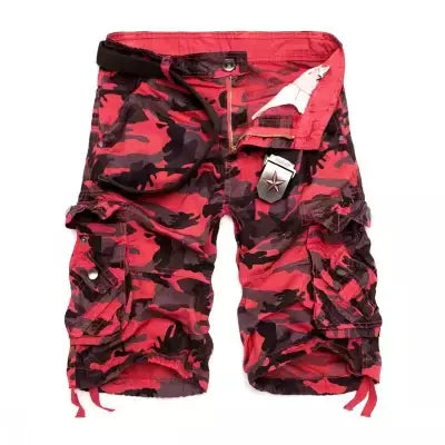 Shorts de camuflagem para homens soltos, calças curtas militares camufladas, tamanho EUA, verão, 2024