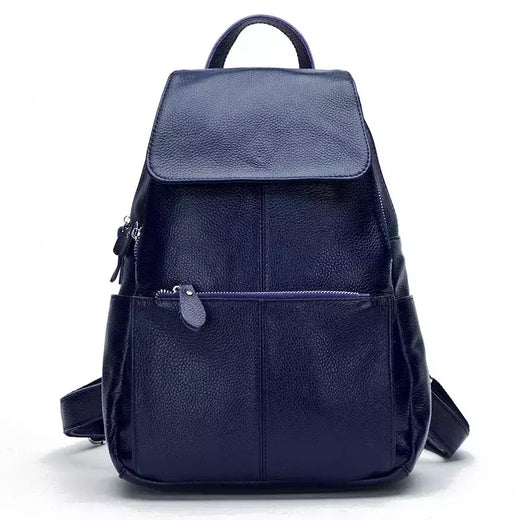 Mochila Zency-Anti-Roubo de Couro Feminina, Mochila de Grande Capacidade, Bolsa Designer de Viagem, Couro Branco, Qualidade, Elegante, A ++