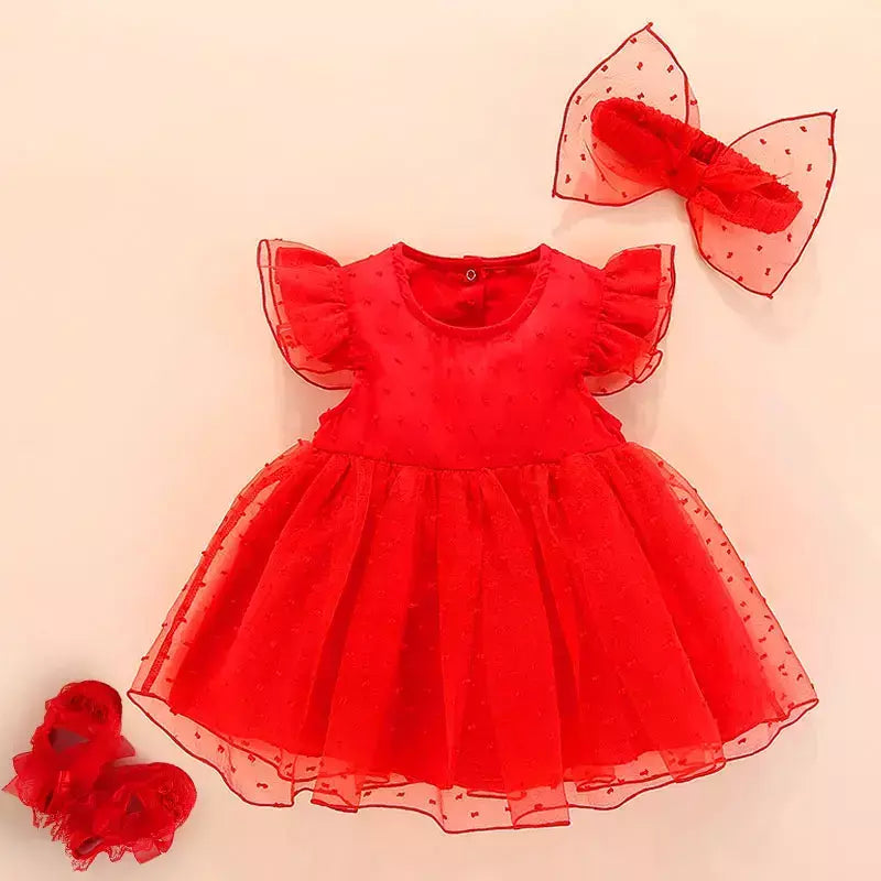 Conjunto infantil de renda, vestido e roupas para meninas de 3 e 6 meses, bebê recém-nascido, festa de aniversário, batizado