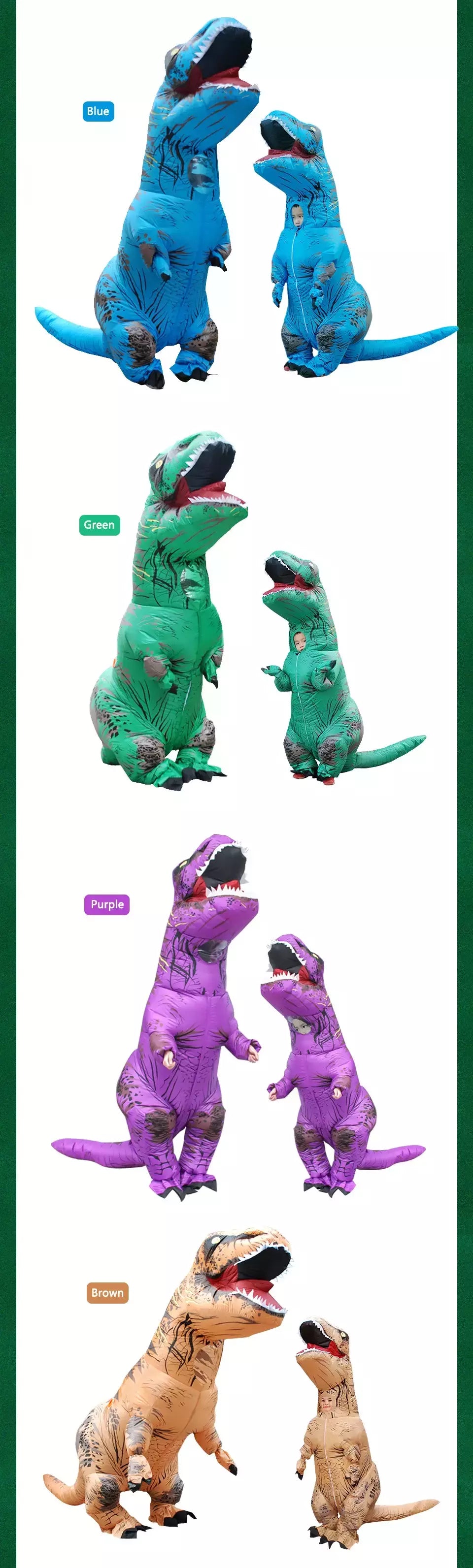 Trajes de dinossauro inflável t-rex cosplay anime explodir festa traje de halloween para mulher homem criança adulto crianças mascote