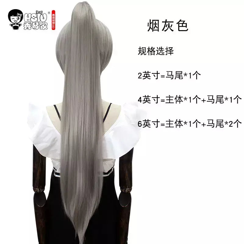 Hsiu 80cm longo staight rabo de cavalo clipe peruca cosplay fibra de alta temperatura perucas sintéticas anime festa rabo de cavalo perucas 14 cores