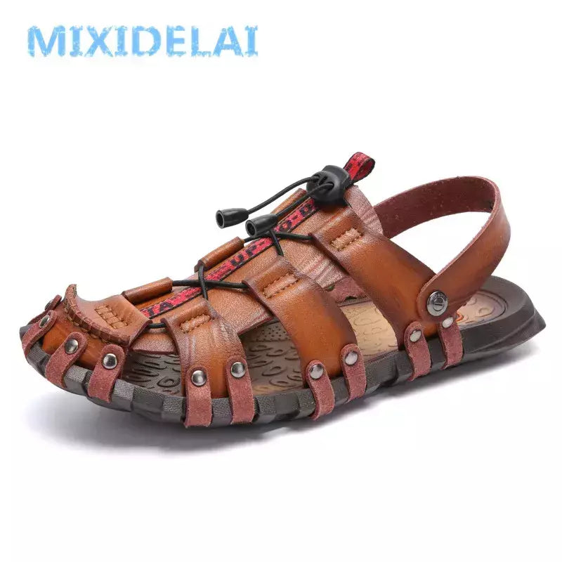 MIXIDELAI-Chinelos de couro masculino, calçado confortável, sandálias macias,