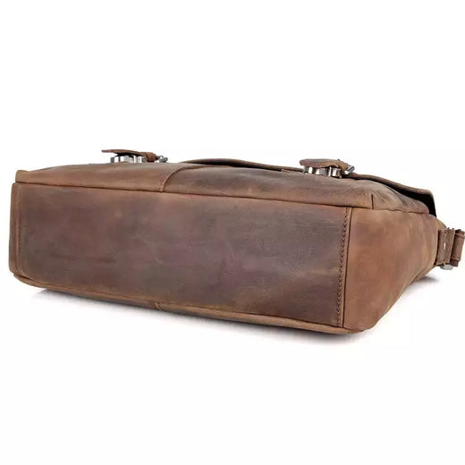 Saco do mensageiro do couro genuíno dos homens do vintage do couro do cavalo louco bolsa de ombro dos homens crossbody saco sling lazer ocasional marrom