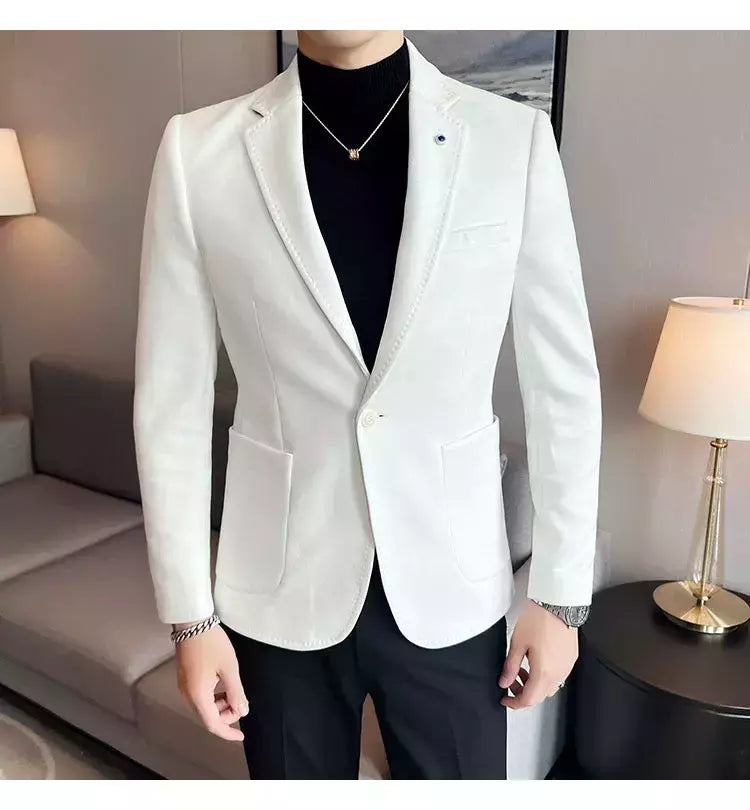 Nova Moda Terno Casaco dos homens Slim Fit Deerskin Veludo Elegante Luxo Blazer Casaco Negócios Casual Casamento Plus Size Terno 4XL-S