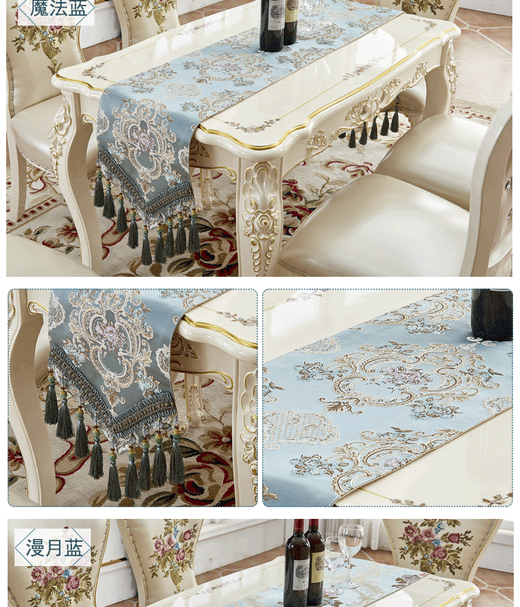 Toalha De Mesa Floral Bordada, Corredor De Mesa De Luxo Europeu, Placemats De Jantar Jacquard, Corredores De Café Em Casa
