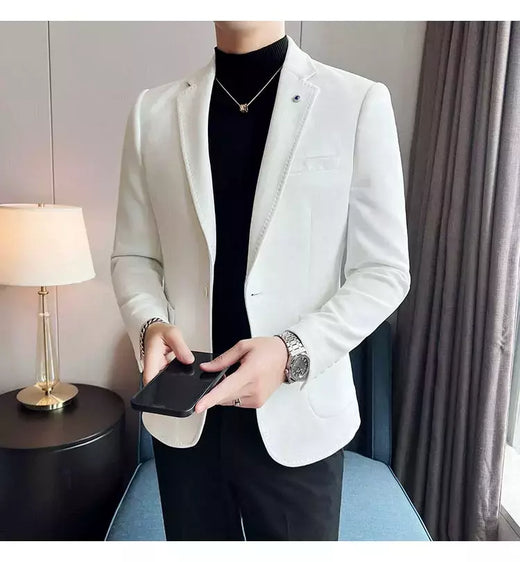 Nova Moda Terno Casaco dos homens Slim Fit Deerskin Veludo Elegante Luxo Blazer Casaco Negócios Casual Casamento Plus Size Terno 4XL-S