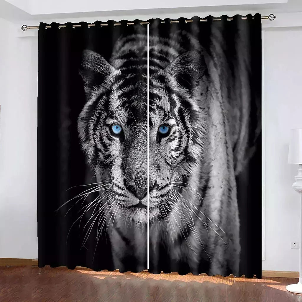 3D Printed Rose Shading Window Curtain para crianças, leão, tigre, lobo, animal, sala de estar, quarto, cozinha, porta, salão, decoração de casa
